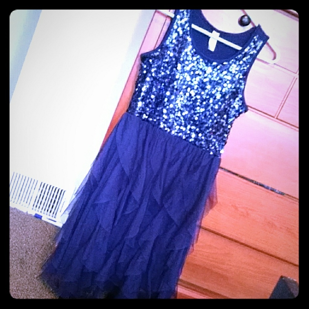A Blue sparkly dress
